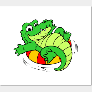 happy crocodile cartoon Posters and Art